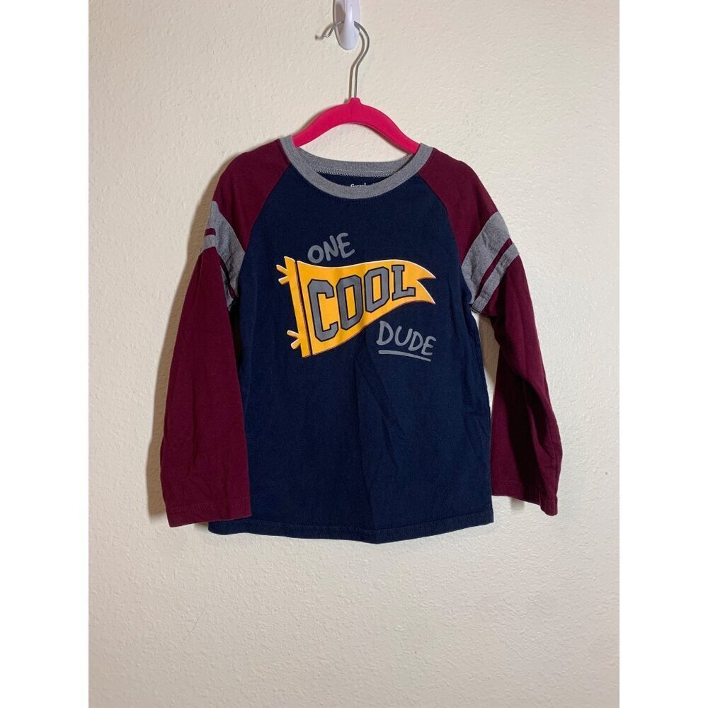 Garanimals "One Cool Dude" Long Sleeve T-Shirt Sporty Casual Raglan Blue Size 5T
